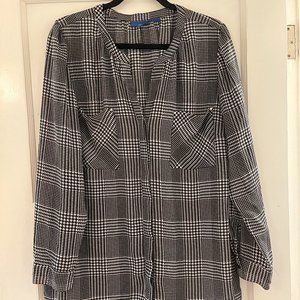 Apt. 9 Black and White Plaid Blouse